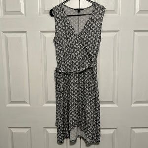 41 Hawthorn Liana Dress Size L Gray & White Faux Wrap Sleeveless